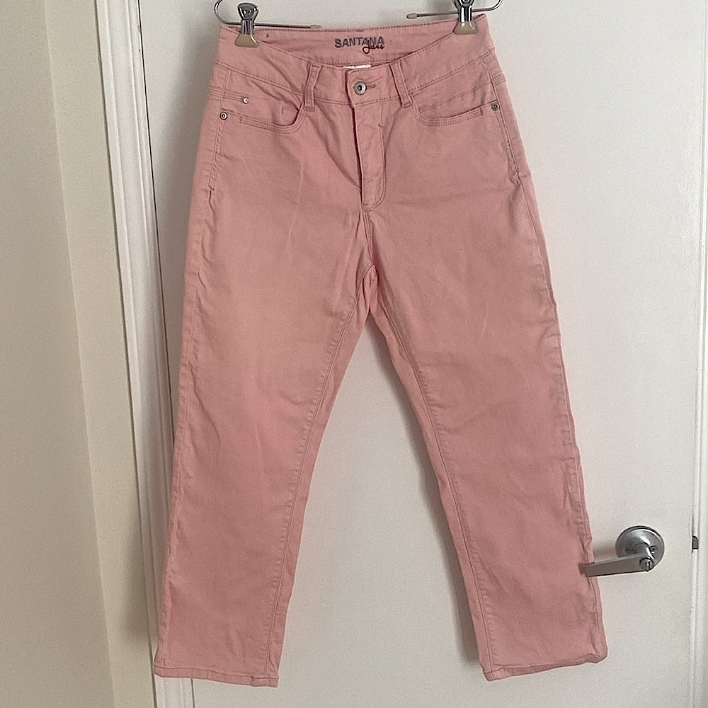 Santana Pink Cotton Stretch Pants with 2 back pockets and metal zipper Size 8
